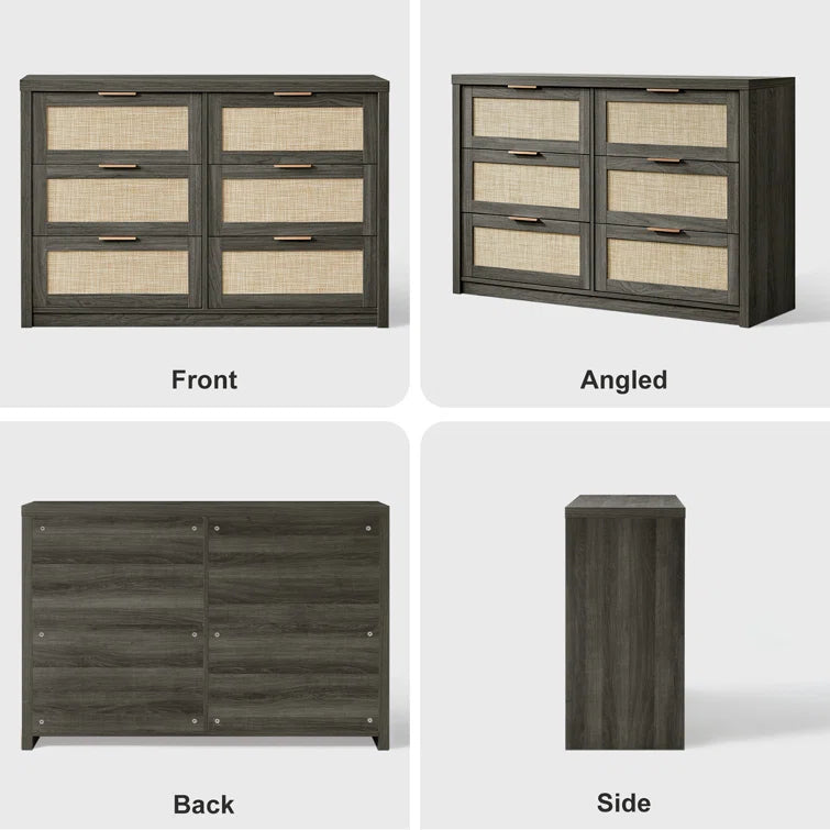 Rattan 6-Drawer Dresser Storage Chest