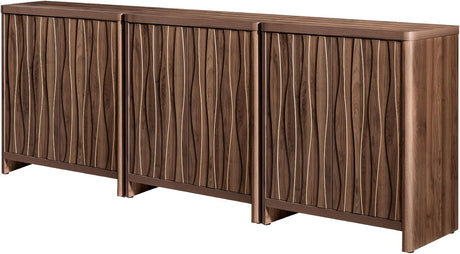 Wooden Wave Pattern Double-Door Storage Cabinet