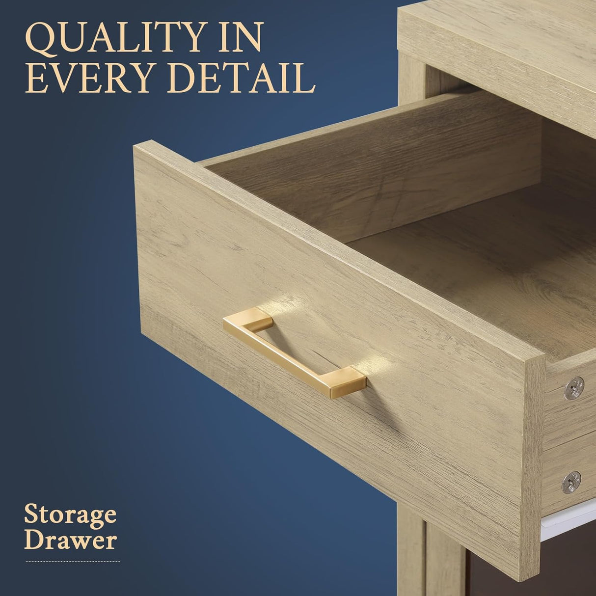 Glass 4 Doors Wooden Buffet Cabinet with 3 Top Drawers