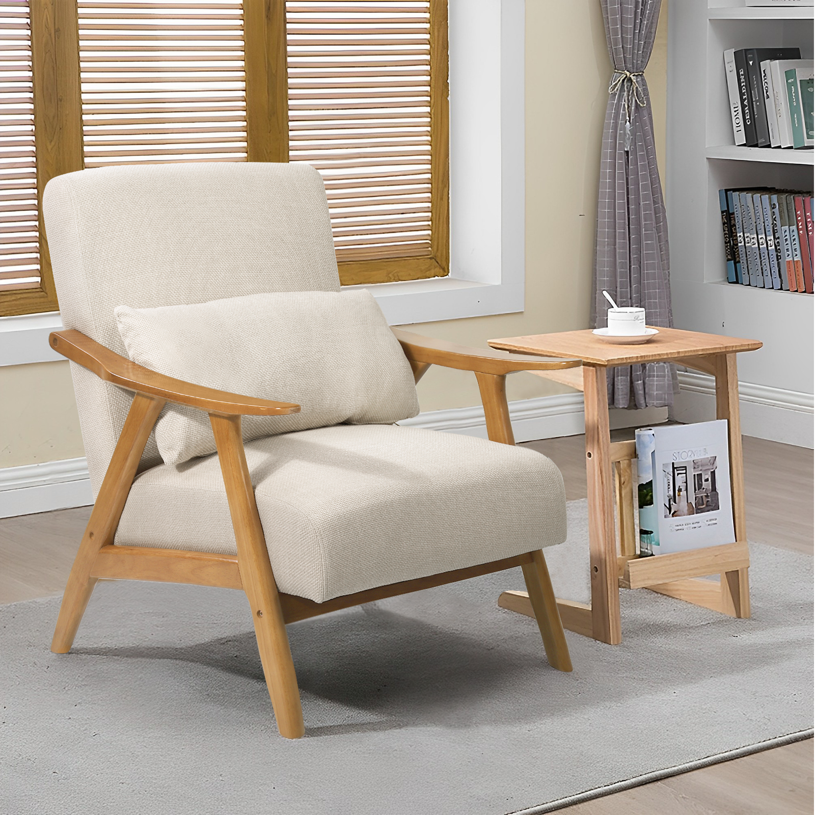 Sink Into Sophistication: The Captivating Charm of Our Linen Mid-Century Armchair