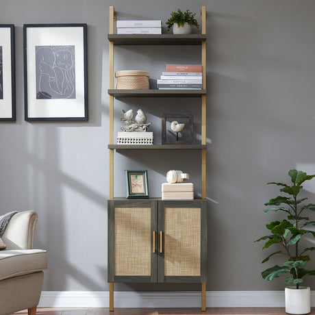 Add Warmth and Charm to Your Home with the Rattan Ladder 5-Tier Bookshelf