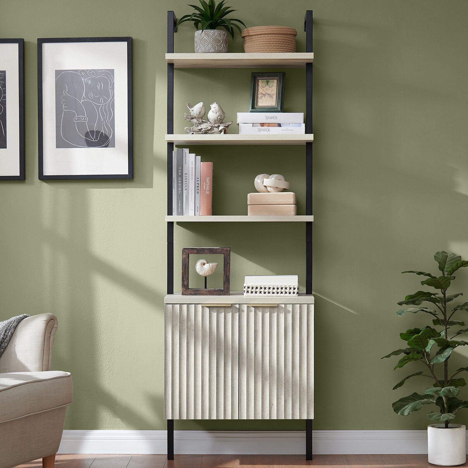 Discover the Versatility of the Wooden Fluted Ladder Bookshelf: A Perfect Fit for Any Room