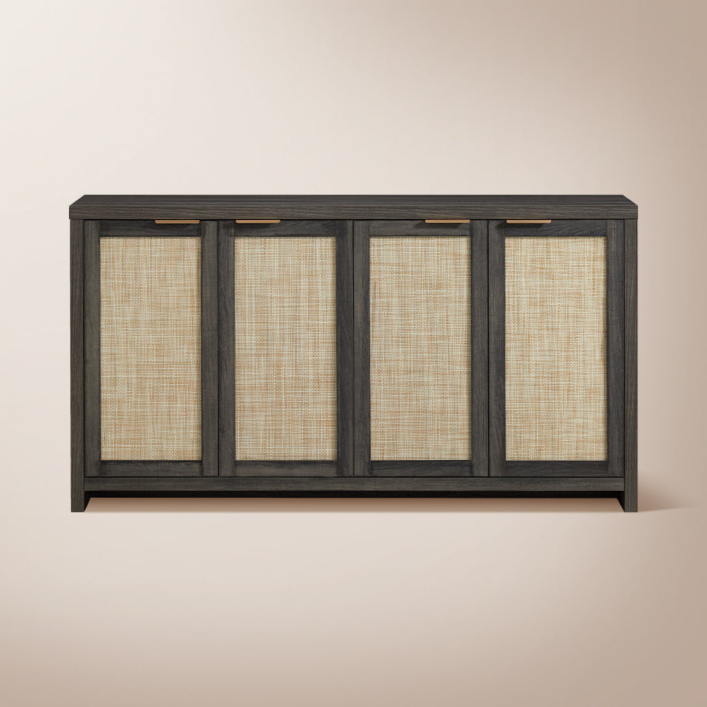 Rattan 4-Door Storage Sideboard Cabinet