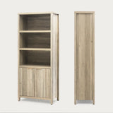 Wooden Fluted 5-Tier Tall Bookcase Cabinet with Doors