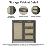 Rattan 3-Drawer 1-Door Storage Cabinet