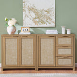 Rattan 3-Drawer 1-Door Storage Cabinet