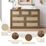 Rattan 7-Drawer Dresser Storage Chest