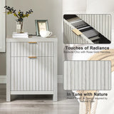 Wooden Fluted 2-Drawer Nightstand with Charging Station