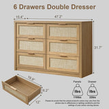 Rattan 6-Drawer Dresser Storage Chest