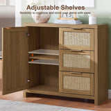 Rattan 3-Drawer 1-Door Storage Cabinet