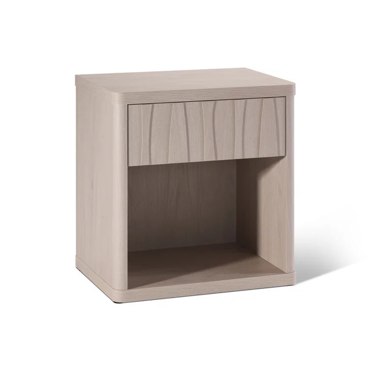 Wooden Wave Pattern Night Stand