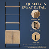 Rattan Ladder 5 Tier Open Tall Bookshelf