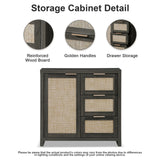 Rattan 3-Drawer 1-Door Storage Cabinet