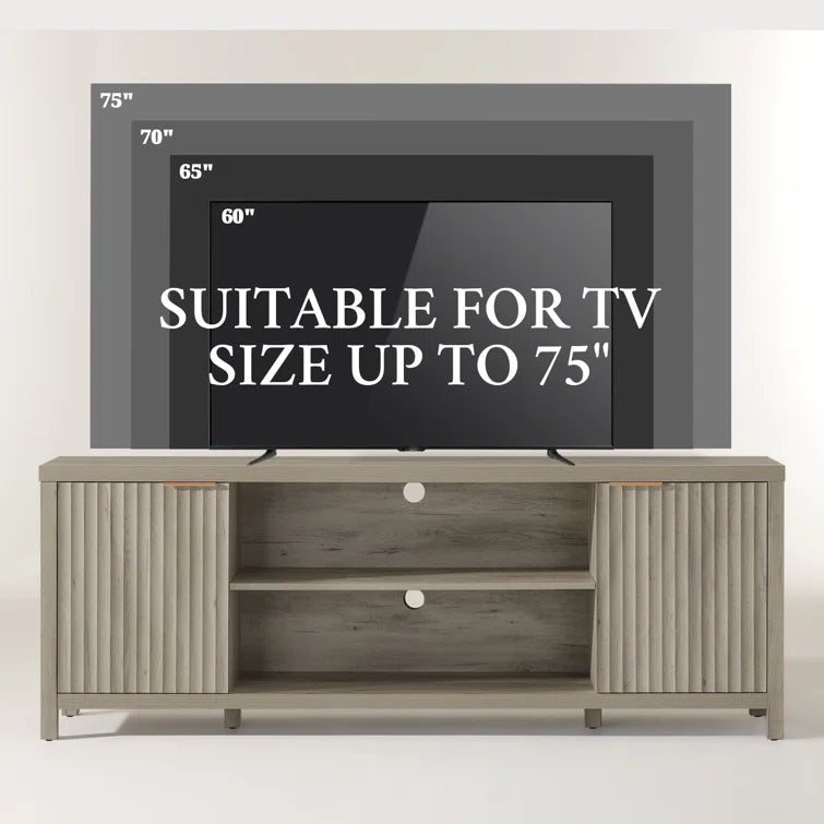 Wooden Fluted Mid Century Modern Television Stands for 60/65/70/75 TV