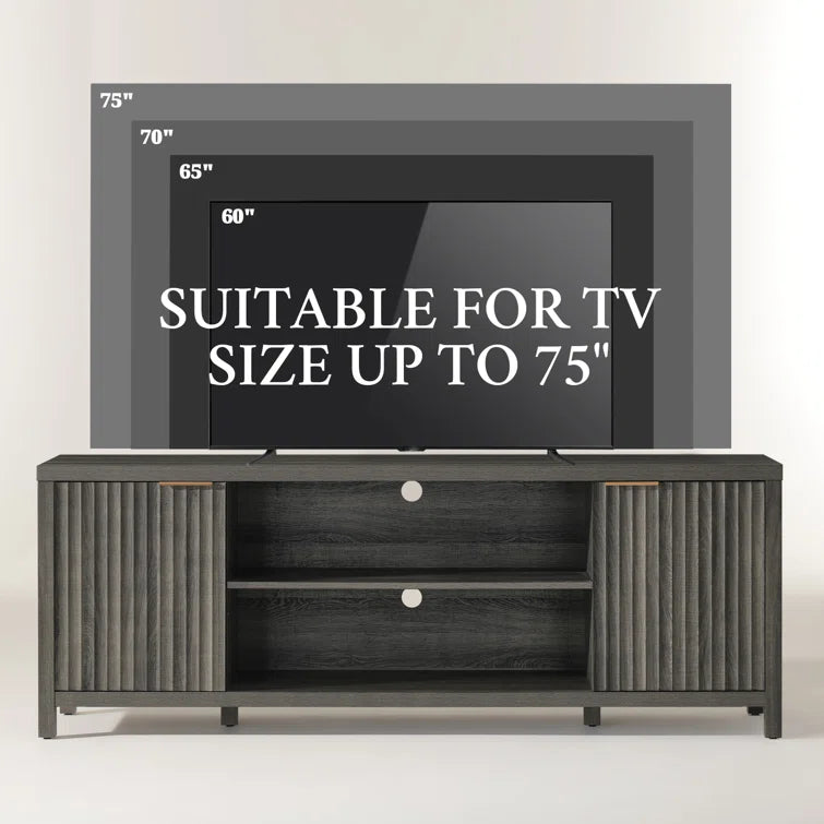 Wooden Fluted Mid Century Modern Television Stands for 60/65/70/75 TV