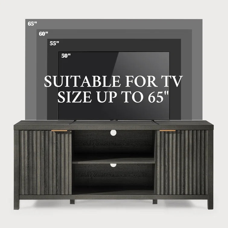 Wooden Fluted Mid Century Modern Television Stands for 50/55/60/65 TV