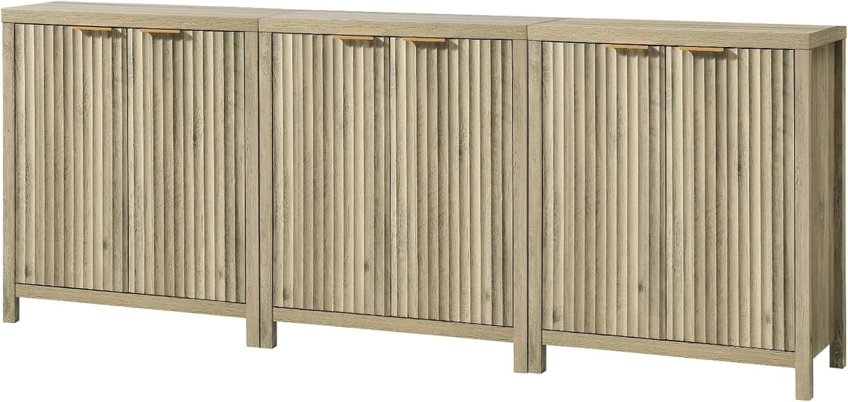 Wooden Fluted Double-Door Buffet Cabinet