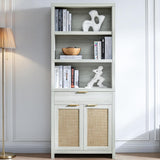 Hampstead Rattan 5-Shelf Bookcase with Door Cabinet