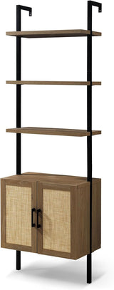 Rattan Ladder 5 Tier Open Tall Bookshelf