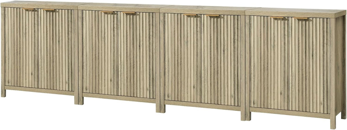 Wooden Fluted Double-Door Buffet Cabinet