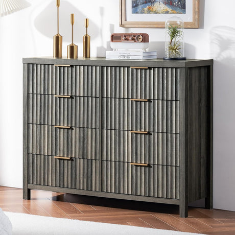 Oxford Fluted Wide Modern Wooden Chest of 6 Drawers