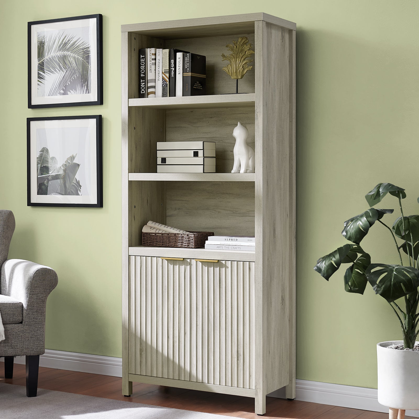 Popular Real Wood 2 Tier White Bookshelf