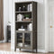 Bookcase, 5 Tier Bookshelf with Glass Doors Cabinet