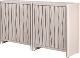 Wooden Wave Pattern Double-Door Storage Cabinet