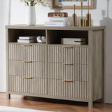 Wooden Fluted Wide Modern Chest of 6 Drawers