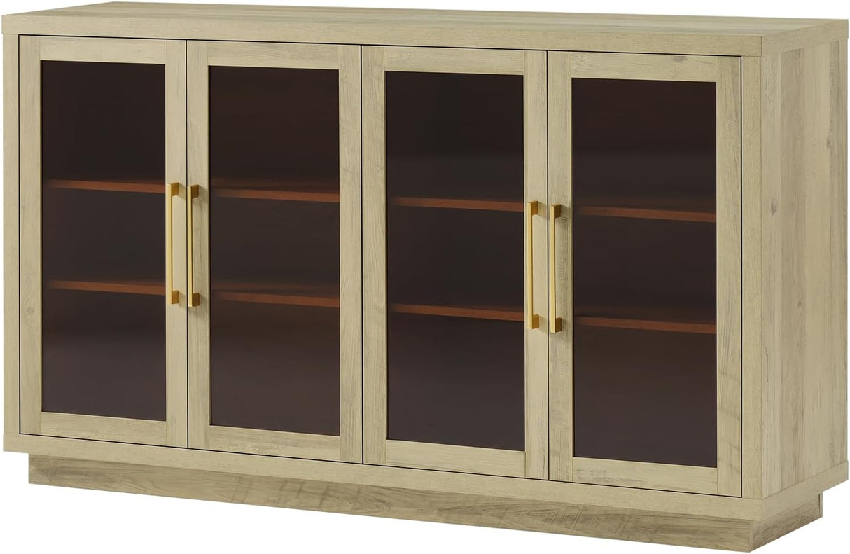 Glass 4 Doors Mid-Century Modern Storage Cabinet