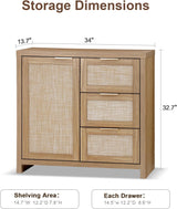 Hampstead Rattan 3 Drawer Storage Chest  with Door