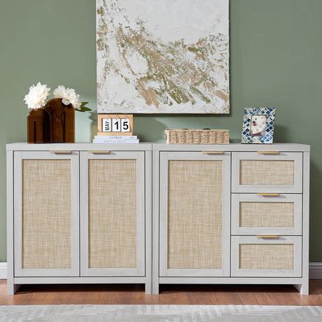 Rattan 3-Drawer 3-Door Storage Cabinet