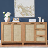 Rattan 3-Drawer 3-Door Storage Cabinet