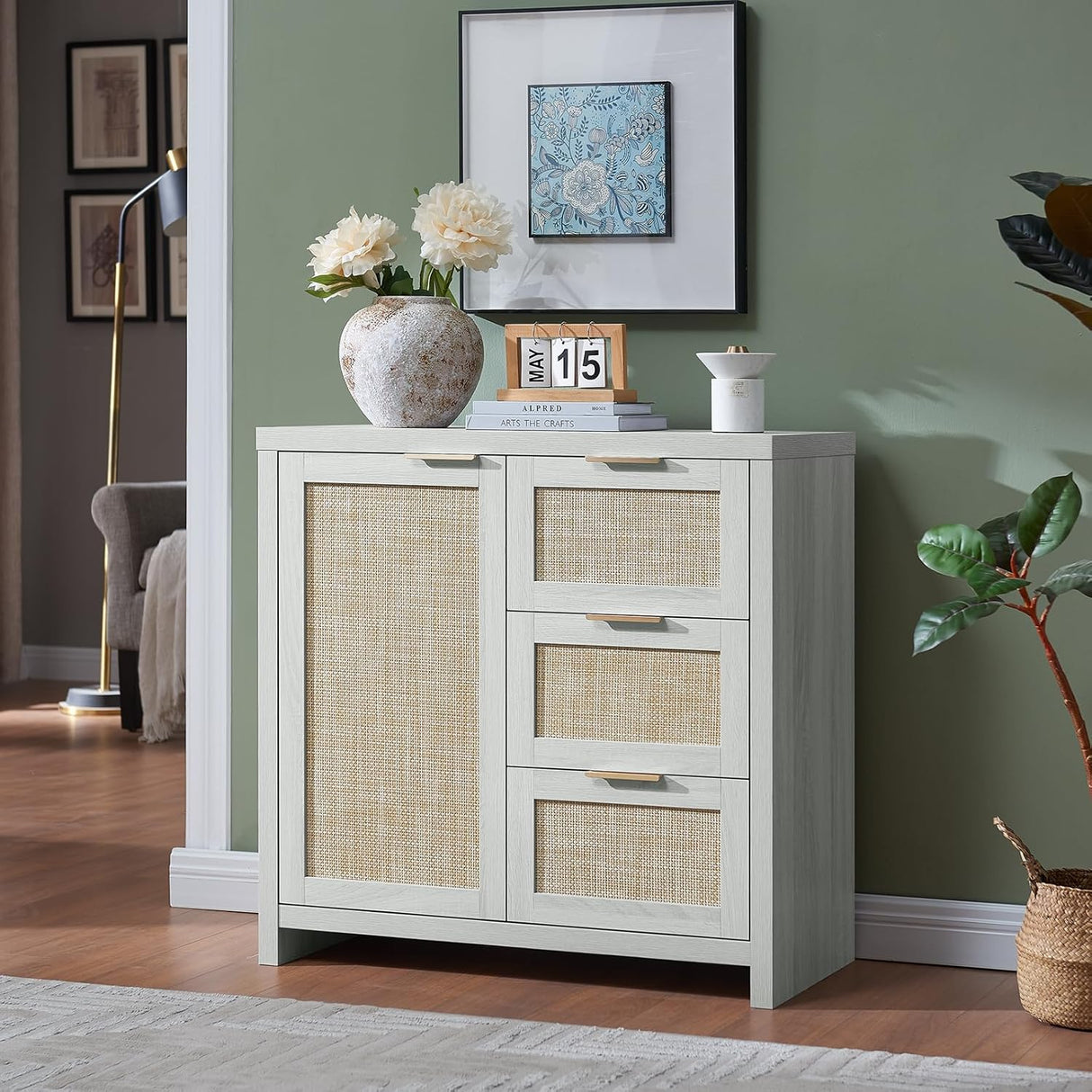 Hampstead Rattan 3 Drawer Storage Chest  with Door