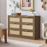 Rattan 6-Drawer Dresser Storage Chest