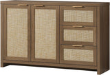 Rattan 3-Drawer 2-Door Storage Cabinet