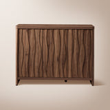 Wooden Wave Pattern 3-Door Storage Cabinet