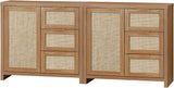 Rattan 3-Drawer 1-Door Storage Cabinet