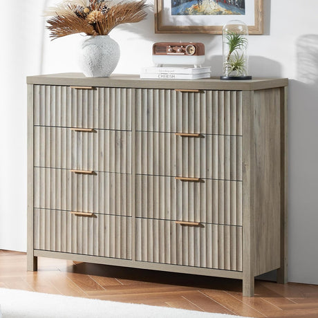 Oxford Fluted Wide Modern Wooden Chest of 6 Drawers