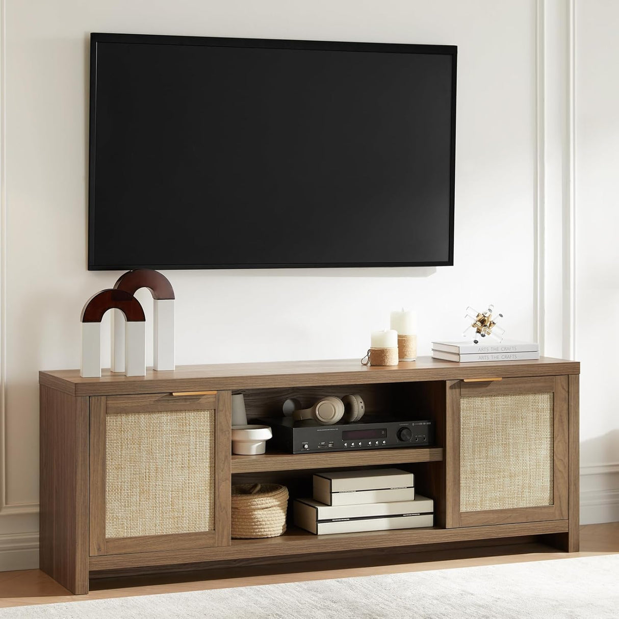 Hampstead 65 inch Rattan TV Stand with Storage