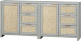 Rattan 3-Drawer 1-Door Storage Cabinet