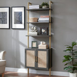 Rattan Ladder 5 Tier Open Tall Bookshelf