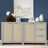 Rattan 3-Drawer 3-Door Storage Cabinet