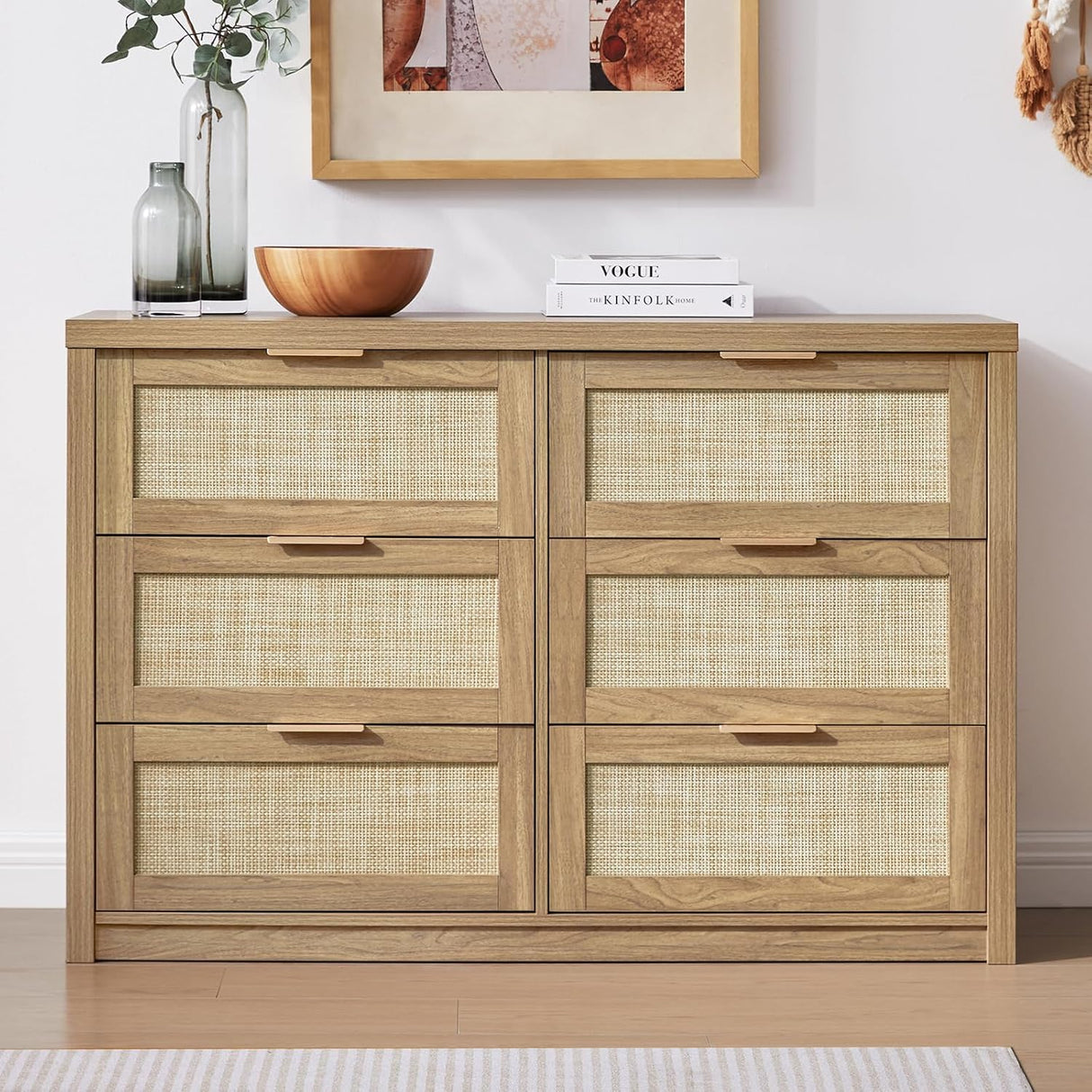 Rattan 6-Drawer Dresser Storage Chest