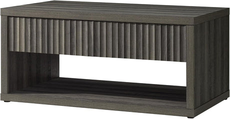 Wooden Fluted Coffee Table with 4 Storage Drawers