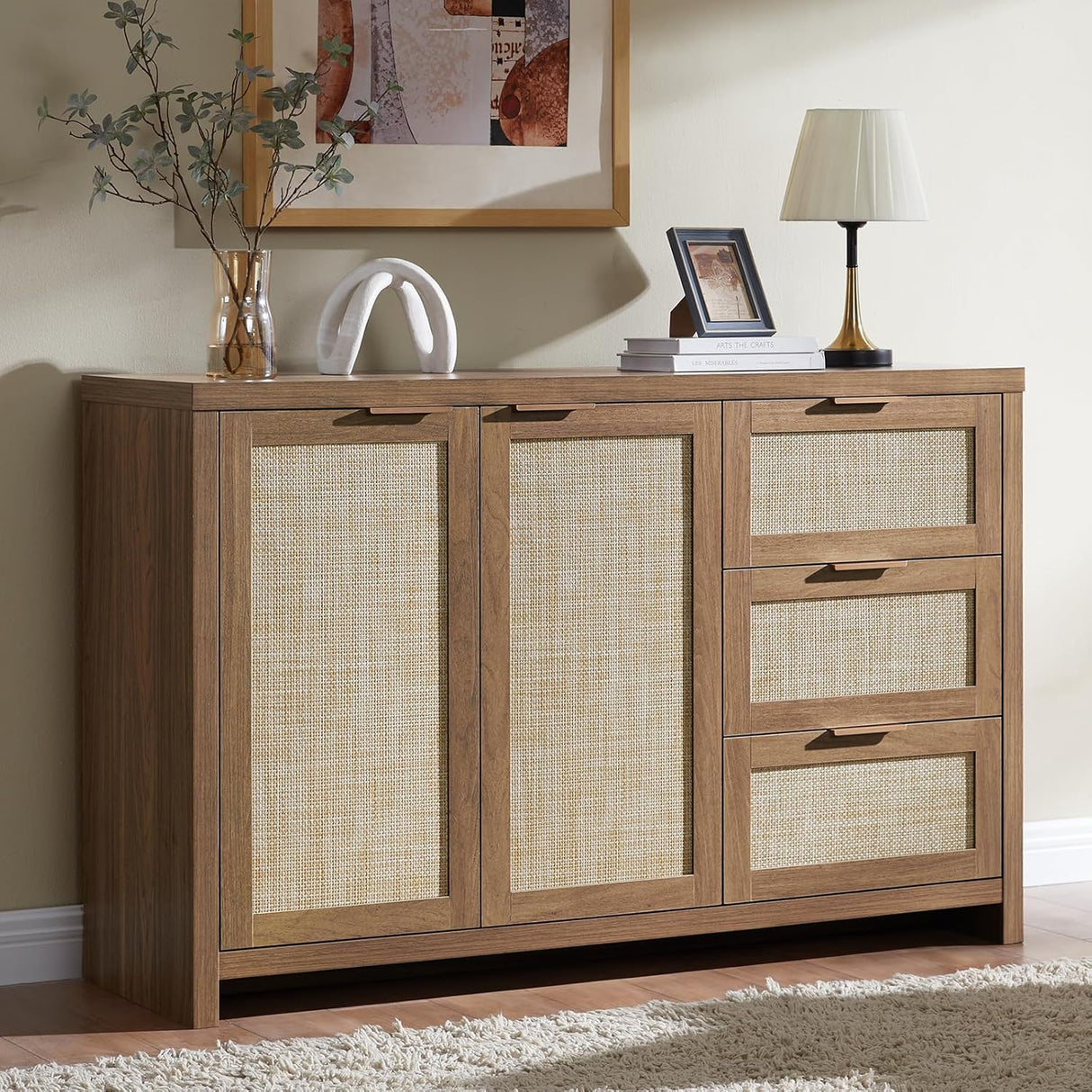 Hampstead Rattan 3 Drawer Storage Cabinet with 2 Doors