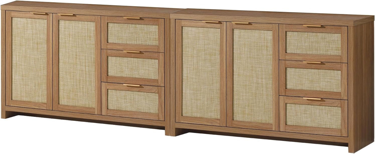 Rattan 3-Drawer 2-Door Storage Cabinet