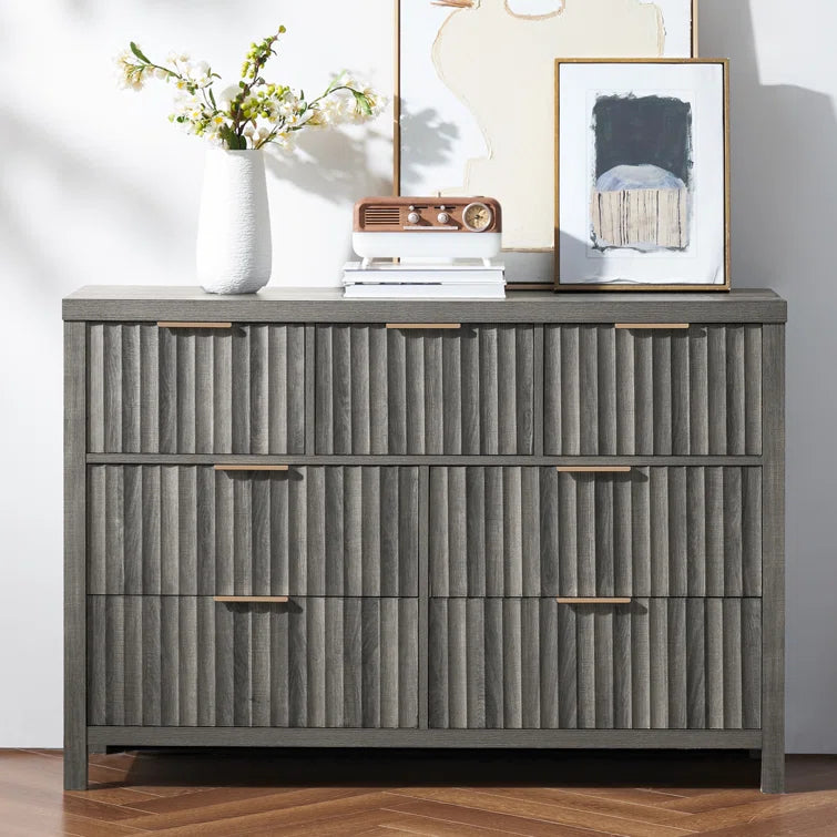 Wooden Fluted 7-Drawer Dresser Storage Chest