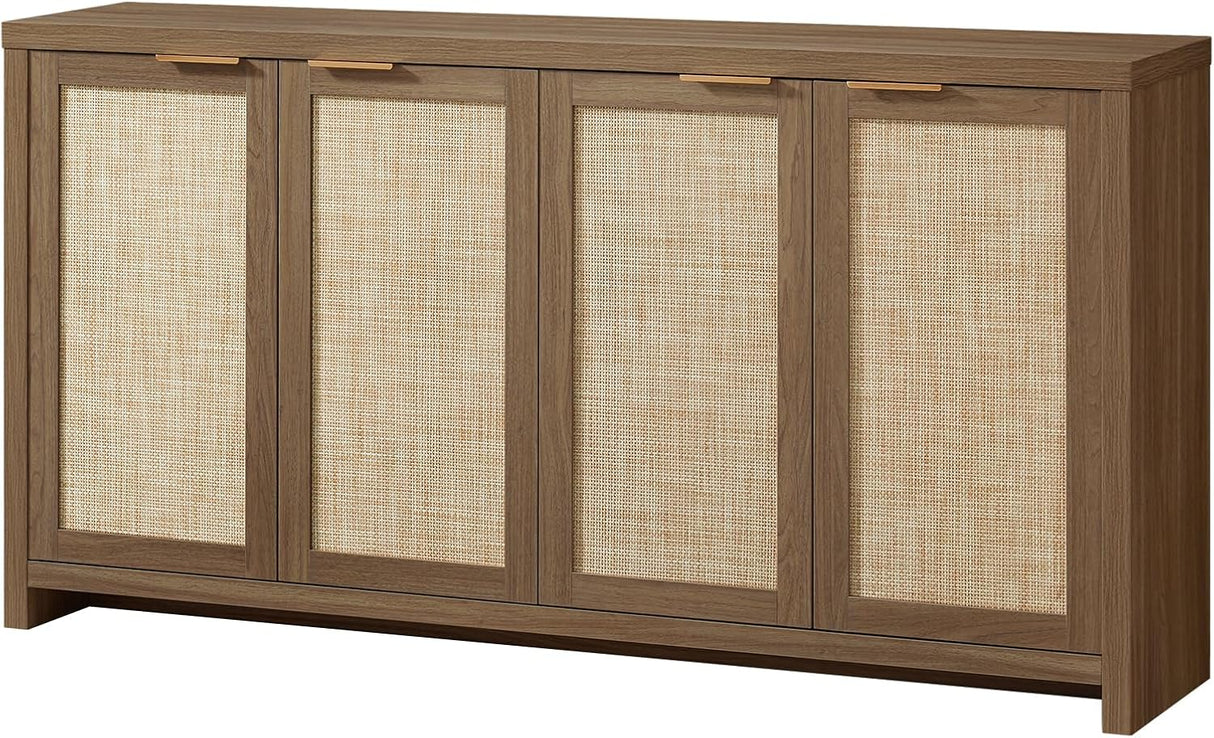 Rattan 4-Door Storage Sideboard Cabinet