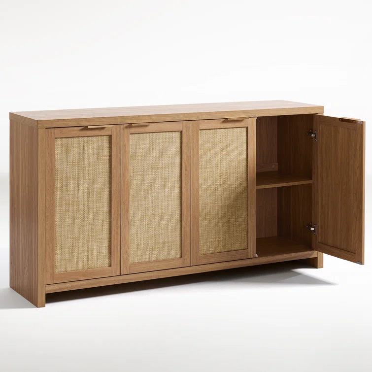 Rattan 4-Door Storage Sideboard Cabinet